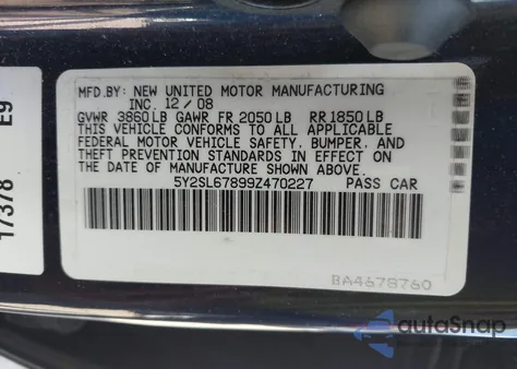2009 Pontiac Vibe from USA, damaged, VIN 5Y2SL67899Z470227